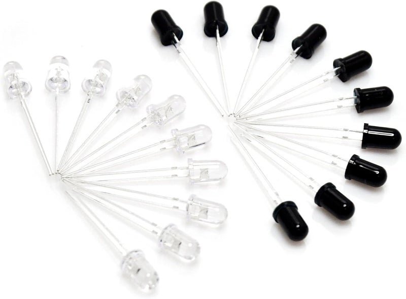 hiBCTR 5mm 940nm LEDs Infrared Emitter and IR Receiver Diode for Arduino (Pack of 20pcs) EK8443 - Image 2